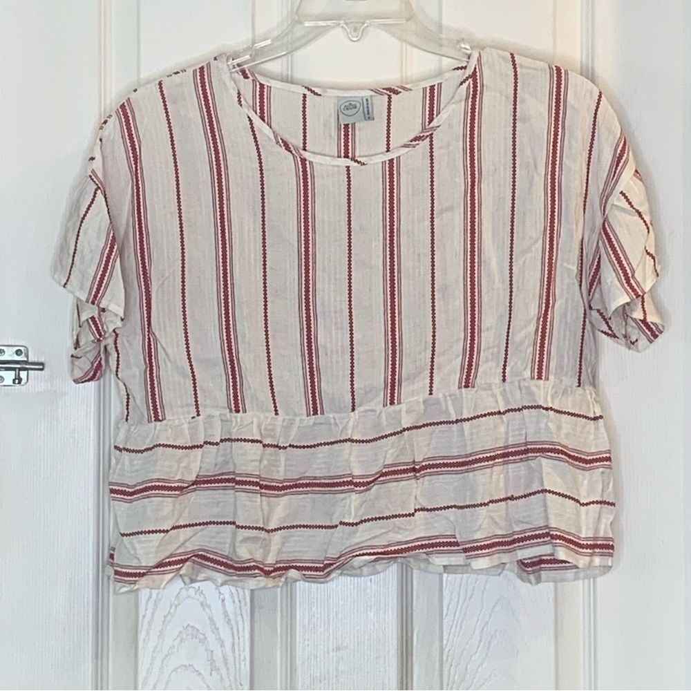 Paper Crane Striped Peplum Cropped Top Size Medium